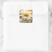 Sticker Carré Rustic Daisy Flower Art Custom (Sac)