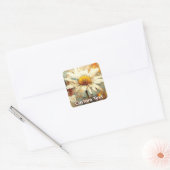 Sticker Carré Rustic Daisy Flower Art Custom (Enveloppe)