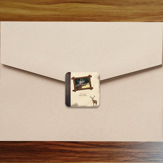 Sticker Carré Rustic Deer Hunting Journal Vintage Scrapbook