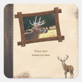 Sticker Carré Rustic Deer Hunting Journal Vintage Scrapbook (Devant)