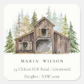 Sticker Carré Rustic Elegant Pine Woods Forest Barnyard Adresse (Devant)