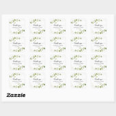 Sticker Carré Rustic Eucalyptus Greenery Wedding Thank You (Feuille)