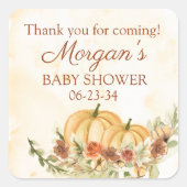 Sticker Carré Rustic Fall Citrouille Baby shower Favoriser (Devant)