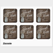 Sticker Carré Rustic Grange Mariage Wood Mason Jar Babys Respire (Feuille)