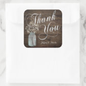 Sticker Carré Rustic Grange Mariage Wood Mason Jar Babys Respire (Sac)