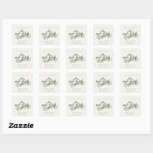 Sticker Carré Rustic Green Pine Woods Mountain Sketch Mariage (Feuille)
