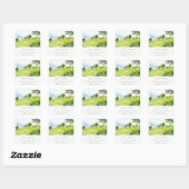 Sticker Carré Rustic Green Watercolor Camptryside Hills Adresse (Feuille)