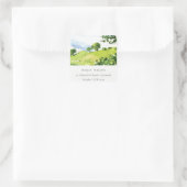 Sticker Carré Rustic Green Watercolor Camptryside Hills Adresse (Sac)