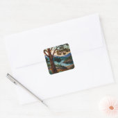 Sticker Carré Rustic mountain range landscape stain glass  (Enveloppe)