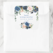 Sticker Carré Rustic Navy Blue Blush Flowers Bloom Mariage (Sac)