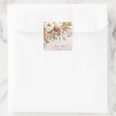 Sticker Carré Rustic Orange Floral Fall Bridal Shower (Sac)