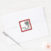 Sticker Carré Rustic Red Gingham Noël (Enveloppe)