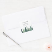 Sticker Carré Rustic Watercolor Pine Forest Mariage d'hiver (Enveloppe)