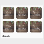 Sticker Carré Rustic Wood Holly & Pine Noël Fête de Noël (Feuille)