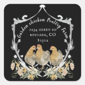 Sticker Carré rustique aquarelle crest ferme carte de visite sq (Devant)