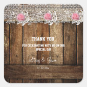 Sticker Carré Rustique Barnwood & Lace Mariage (Devant)
