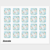 Sticker Carré Rustique Bleu Rose Vert Floral Shabby Chic (Feuille)