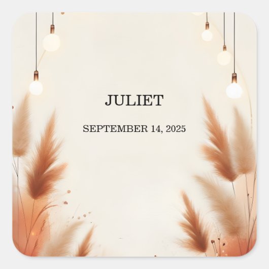 Sticker Carré Rustique Bohème Automne Ombré Marron Baby Shower M (Devant)