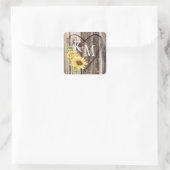 Sticker Carré Rustique Boho Sunflower Mariage de monographie de  (Sac)