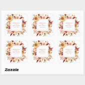 Sticker Carré Rustique Bourgogne Terracotta Mariage Floral (Feuille)