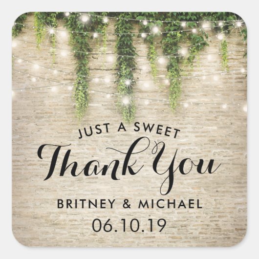 Sticker Carré Rustique Château de Pierre Église String Mariage (Devant)