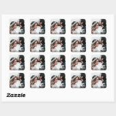 Sticker Carré Rustique Enregistrer la date | Enregistrer notre F (Feuille)