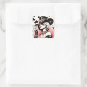 Sticker Carré Rustique Glam Cowgirl rose étincelante Cowhide Imp (Sac)