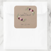 Sticker Carré Rustique Marsala Floral Mariage de papier d'artisa (Sac)