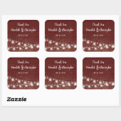 Sticker Carré Rustique Mason Jar String Lumières Merci (Feuille)