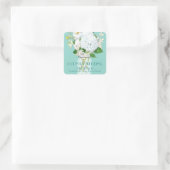 Sticker Carré Rustique Pays Mason Fleurs Jar Blanches Hydrangeas (Sac)