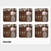Sticker Carré Rustique Peony Floral Mason Jar | (Feuille)