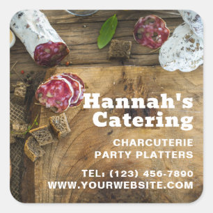 Sticker Carré Rustique Photo Bois Bois Charcuterie Restauration