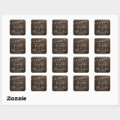 Sticker Carré Rustique String Lumières Mariage en bois Date (Feuille)