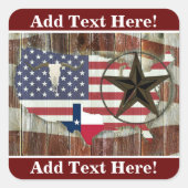 Sticker Carré Rustique Texas Lone Star Texas Long Horn (Devant)