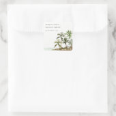 Sticker Carré Rustique Tropical Palm Trees Beach Sand Mariage (Sac)