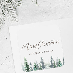 Sticker Carré Rustique White Pine Forest cadeau de vacances