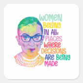 Sticker Carré Ruth Bader Ginsburg Femmes Dans Tous Les Endroits (Devant)