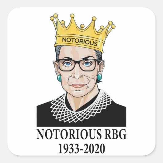 Sticker Carré Ruth célèbre, RBG célèbre, Ruth Bader Ginsburg (Devant)