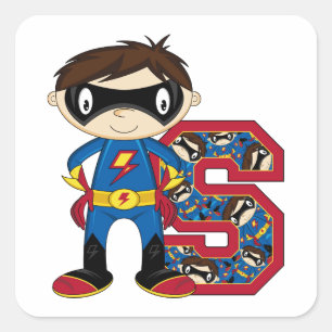 Sticker Carré S est pour Superhero