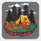 Sticker Carré S’more Fun With This Camping Squirrel (Devant)