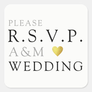 Sticker Carré S.V.P. Elegant Mariage Invitation