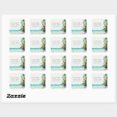 Sticker Carré Sable Tropical Beach Aquarelle Palm Trees Mariage (Feuille)