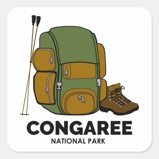Sticker Carré Sac à dos du parc national de Congaree (Devant)