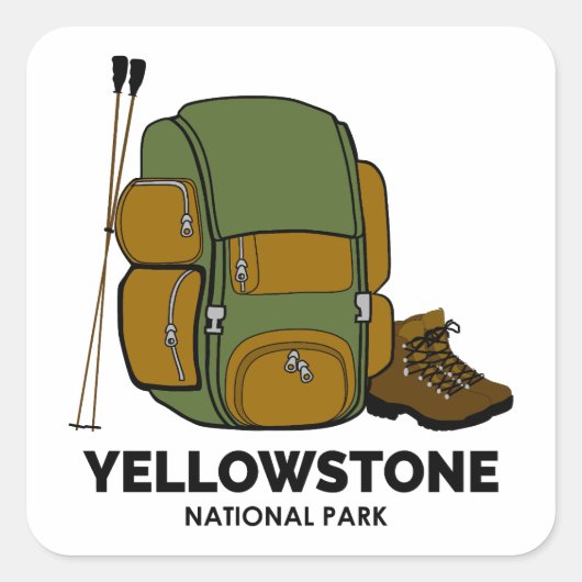 Sticker Carré Sac à dos du parc national Yellowstone (Devant)