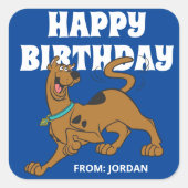Sticker Carré Sac à queue Scooby-Doo | Joyeux anniversaire (Devant)