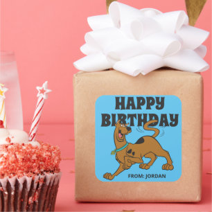 Sticker Carré Sac à queue Scooby-Doo   Joyeux anniversaire