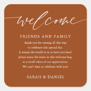 Sticker Carré Sac cadeau de bienvenue Mariage de rouille en terr
