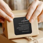 Sticker Carré Sac cadeau minimaliste pour Mariage noir<br><div class="desc">Stickers Sac-cadeau de bienvenue minimaliste Mariage</div>