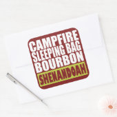 Sticker Carré Sac couché de feu de camp Bourbon Shenandoah (Enveloppe)