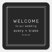 Sticker Carré Sac d'accueil AVERA Mariage noir moderne (Devant)